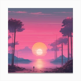 Sunset With Trees Canvas Print