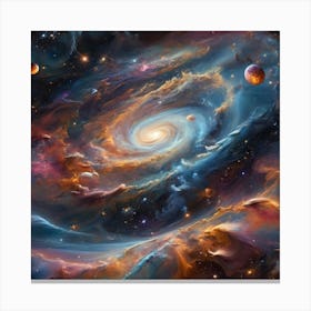 a breathtaking celestial scene with swirling galaxies, shimmering stars, and a nebula painting the cosmic canvas. Canvas Print