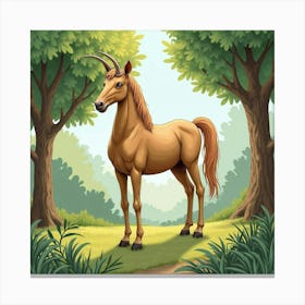 Watercolor Chiron The Centaur In A Serene, Ancient Grove 1 Canvas Print