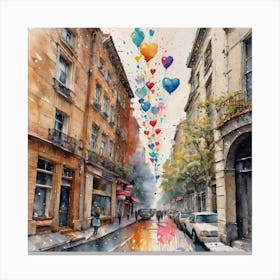 Heart Balloons In Paris Canvas Print