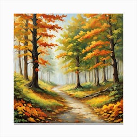 Forest In Autumn In Minimalist Style Square Composition 146 Canvas Print