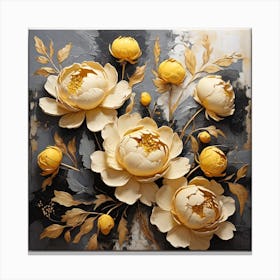 Pattern with Yellow Peony flowers 1 Canvas Print