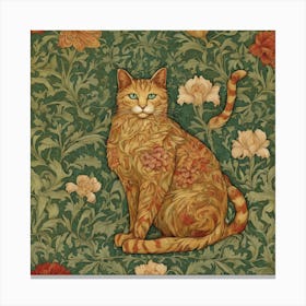 Cat And Flowers Canvas Print