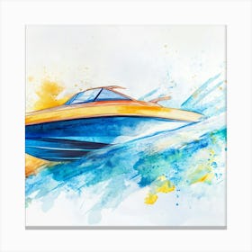 Speed Boat Watercolor Illustration Canvas Print