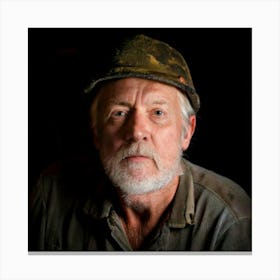 Firefly Portrait, Male, Old Miner, Coal Shaft, Dirty Face, Dark, Night, Rugged, Weathered, Expressiv (3) Canvas Print