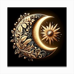 Golden Crescent With Sun Canvas Print