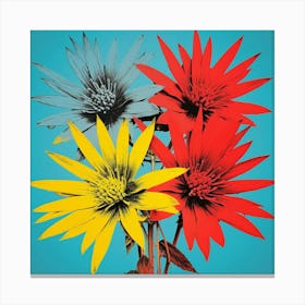 Andy Warhol Style Pop Art Flowers Edelweiss 4 Square Canvas Print