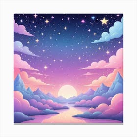 Sky With Twinkling Stars In Pastel Colors Square Composition 46 Canvas Print
