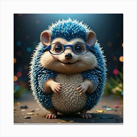 Hedgehog With Glasses 5 Canvas Print