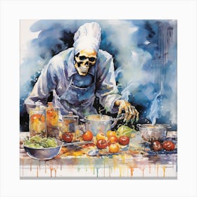 Skeleton Chef Canvas Print