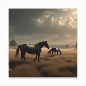 Horses In A Field 25 Canvas Print