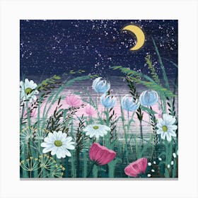 Wild Flowers In The Evening Square Canvas Print
