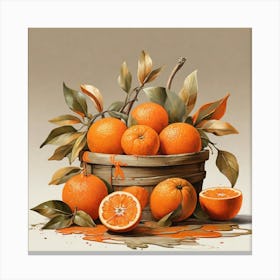 Oranges In A Basket Canvas Print