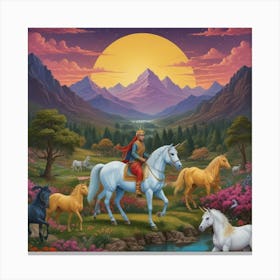 Unicorns And Horses Canvas Print