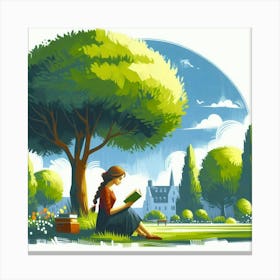 Girl Reading A Book Canvas Print