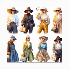 Fashion Women In Hats Canvas Print