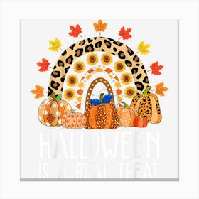 Halloween Pumpkin Rainbow Fall Season Autumn Kids Toddlers Canvas Print