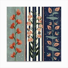 A wall painting divided into three equal parts, each part containing a type of plant 3 Canvas Print