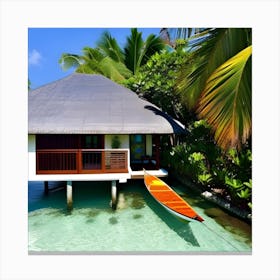 Beach House In The Water Canvas Print