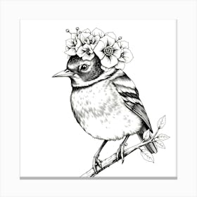 Bird With Flowers Canvas Print