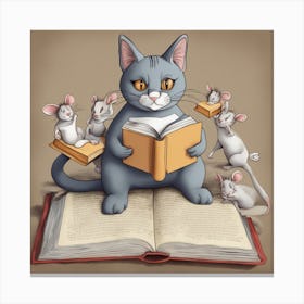 Cat Reading Book Canvas Print