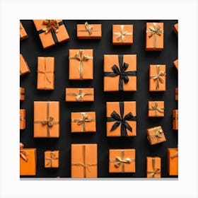 Christmas Gift Boxes On Black Background 3 Canvas Print