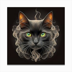 Black Cat With Green Eyes 1 Canvas Print