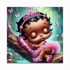 Little Princess Sleeping In A Tree Canvas Print