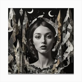 Girl With A Moon Canvas Print