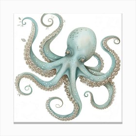 Storybook Style Octopus With White Background 2 Canvas Print