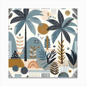 Scandinavian style, Summer tropical pattern with palm trees Canvas Print