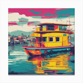Houseboat Painting Canvas Print
