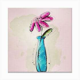 Watercolor Flower In A Vase Canvas Print
