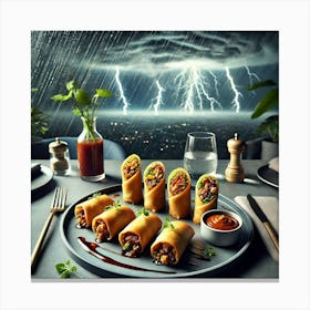 A Fusion Dish Named Lumpiang Pelmeni, Combining Canvas Print