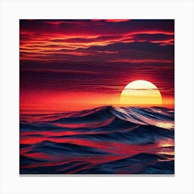 Sunset Over The Ocean 50 Canvas Print