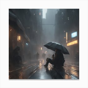 Rainy Night In The City 3 Canvas Print