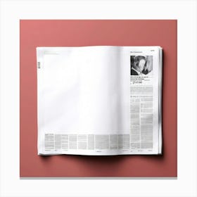 Newspaper On A Pink Surface Canvas Print