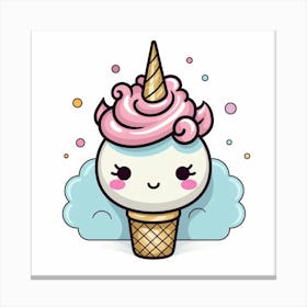Unicorn Ice Cream Cone Canvas Print