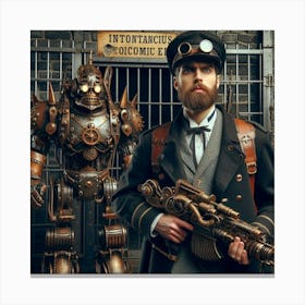 Steampunk Man With Gun Canvas Print