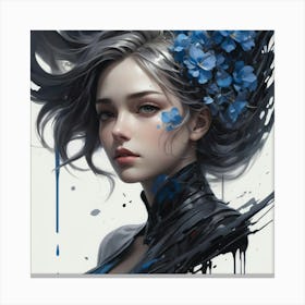 Blue Flower Girl Canvas Print