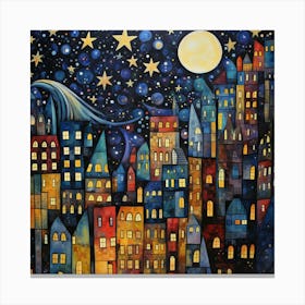 Christmas In The Night City 1 Canvas Print