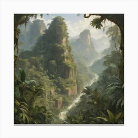 Jungle River paintings art print 5 Canvas Print