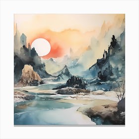 Serene Whispers in Watercolour Canvas Print