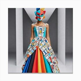 Woman In A Colorful Dress 2 Canvas Print