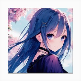 Anime Girl With Blue Hair Canvas Print