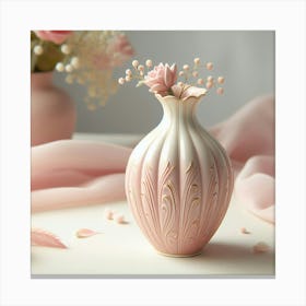 Pink Vase With Flowers 1 Canvas Print