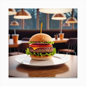 Hamburger On A Plate 21 Canvas Print