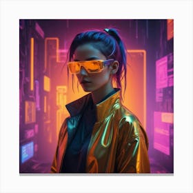 Futuristic Girl In Glasses Canvas Print