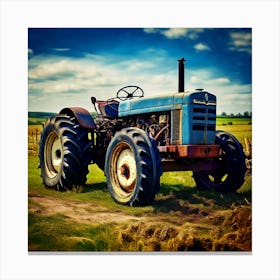 Old Tractor In The Field Canvas Print