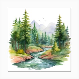 Watercolor Forest Landscape 4 Canvas Print